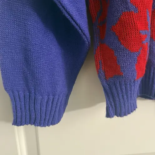 Jamknits Women's Purple Floral Medium Sweater VTG 80s Made In USA