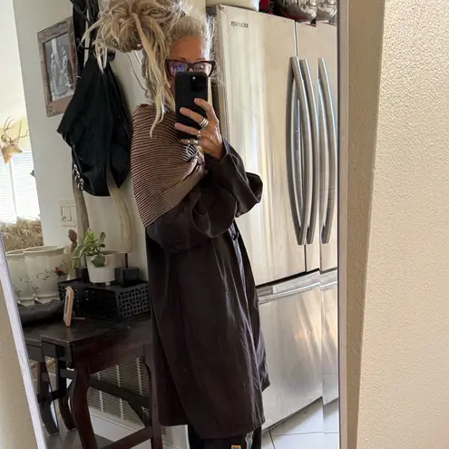 Exaggerated, oversized reversible hooded rain coat black or bronze brown so cool Size undefined