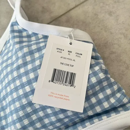 ANDIE NWT Swim The Cove Top Gingham Pool Blue & White Plaid Bikini Top XL