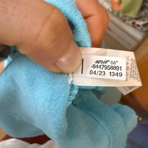 Aerie Offline by  Aqua Blue Terrycloth Smiley Face Cropped Tee