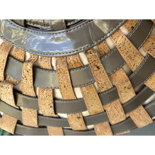 Sondra Roberts 2 Woven Cork Crescent Shoulder Bag Purse Basket Weave Tote Brown - Image 12