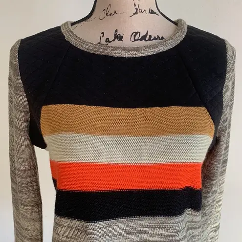 THML Striped Quilted Crew Neck Sweater