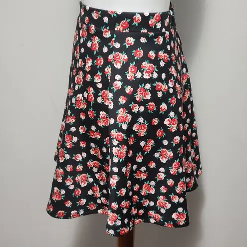 Olsenboye black red floral scuba skater skirt size xl
