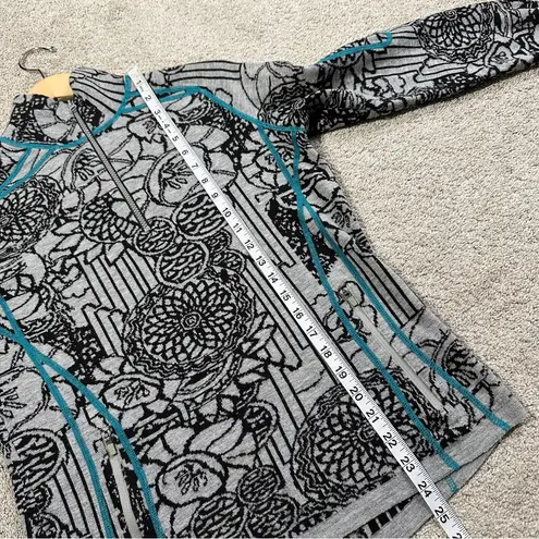 Title Nine Women’s Wool Blend Pull Over Sweater 1/4 Zip Outdoor Floral Print M