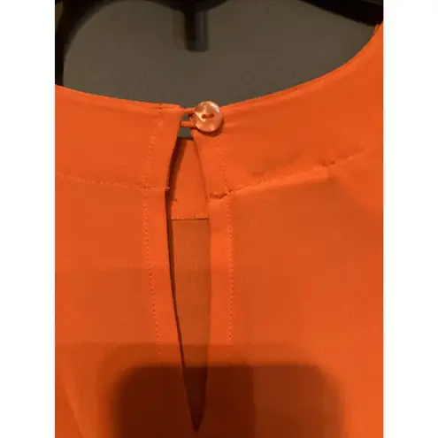 SLB Women's Medium Orange Blouse, 100% Silk, Office Shirt, Professional Blouse Orange
