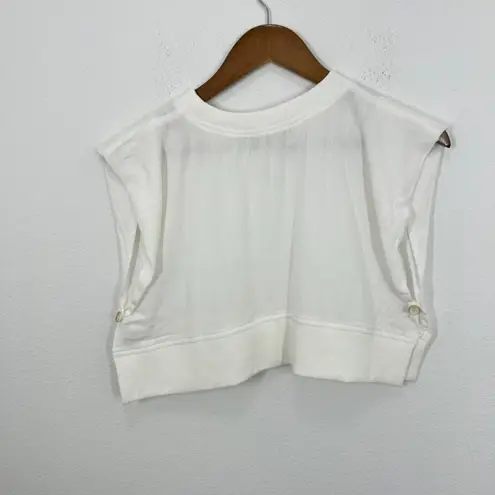 Petal and Pup Cream White Linen Blend Open Sided Crop Top Contemporary Size 4 NWT