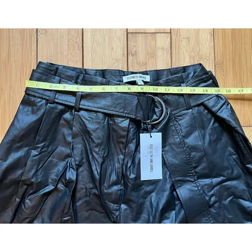 Elizabeth and James Black Belted Pleated Zipper Paper Bag Shorts Size 16/33