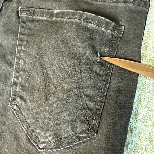 Mother Black Jeans Womens 26 HW Looker Ankle Fray Guilty Party Racer Raw Hem