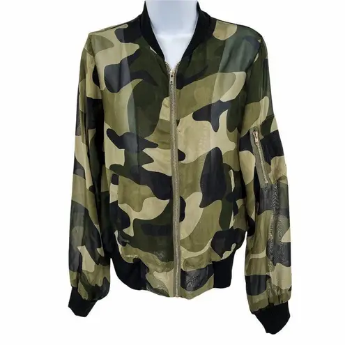 Roly Poly Green Camo Print Full Zip Long Sleeve Ja Size M