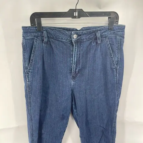 American Eagle  Women's mom Jeans Slim fit striped Stretch Size 12 ankle cropped