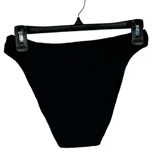 J.Crew  Black Ribbed High-Rise Cheeky Bikini Bottom NWT Size Small