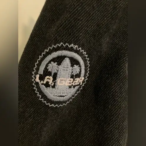 Vtg 90s LA GEAR Cropped Black Denim Jean Jacket Sz M Size M