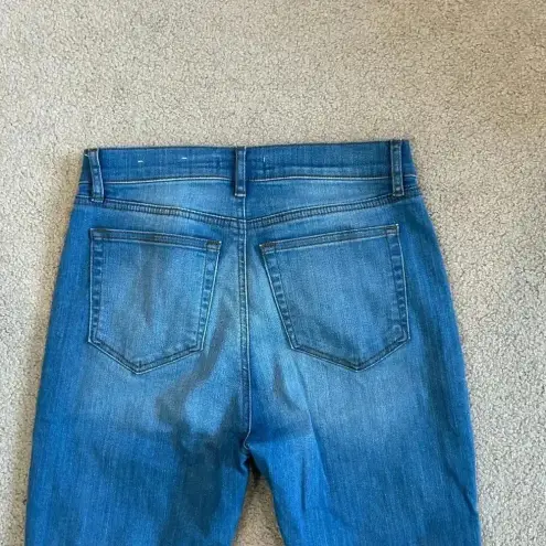 Loft  Button Front High Rise Kick Crop Jeans in Bright Mid Indigo Wash Size 26/2
