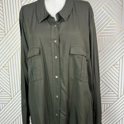 City Chic Thyme Miss Military Shirt Green Size XL / Plus Size 22