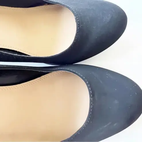 Rialto Freda Faux Suede Wedges Size 11 Black Round Toe Pump Witchy Goth Dark