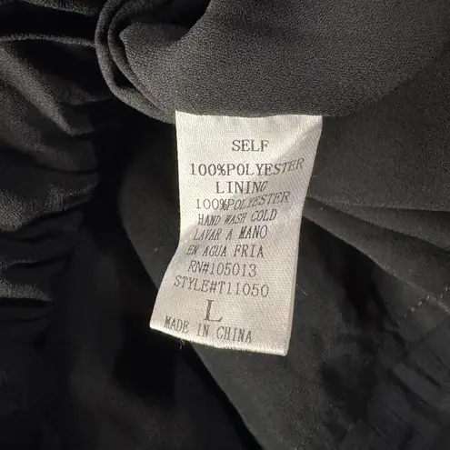 Savanna Jane Large Peplum Top Floral Embroidered Swiss Dot Lined Ruffled Crochet Black - Image 10