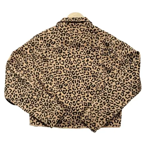 DL1961  Clyde Cropped Leopard Raw Hem Denim Trucker Jacket