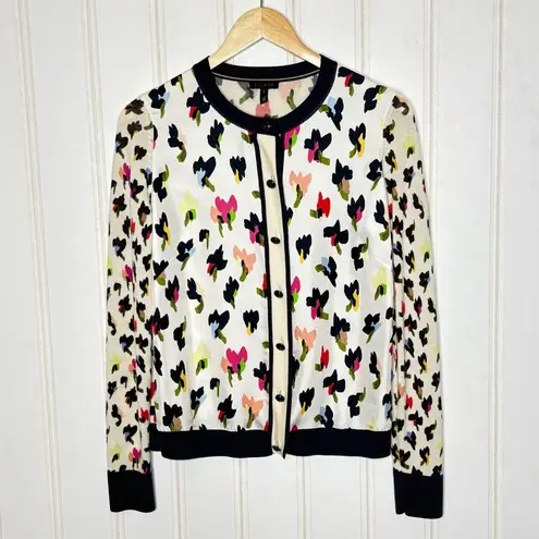 Escada Siora Wool & Silk Floral Cardigan Blue