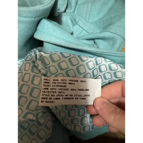 Retro Mod Quiet Luxury Classic Anthropologie Tulle Wool Peacoat Tiffany Blue S