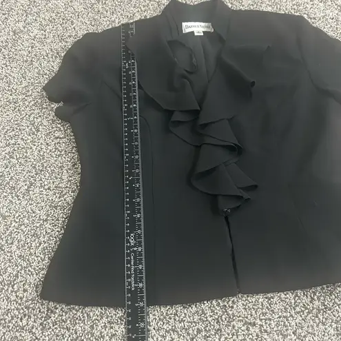 Danny & Nicole Black Ruffle Front Short Sleeve Work Top Size 10