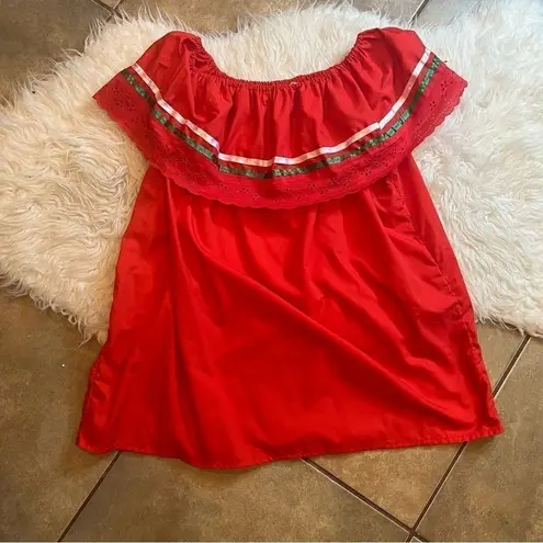 Mexican traditional blouse for 15 / 16 de Septiembre Independence Day White Size L