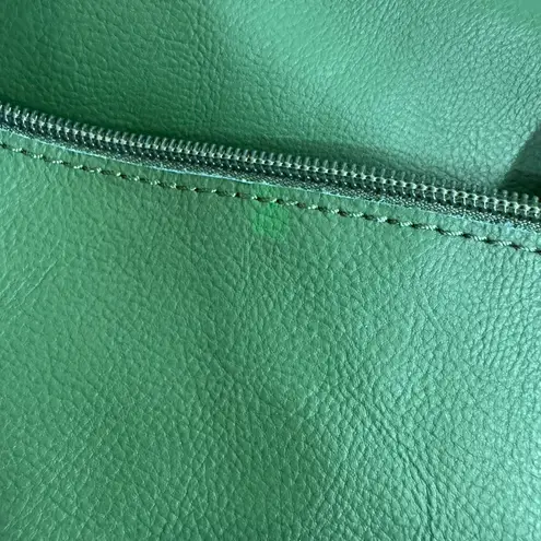 JM New York Green Genuine Leather Tote Bag Classic Minimalist Shoulder Handbag