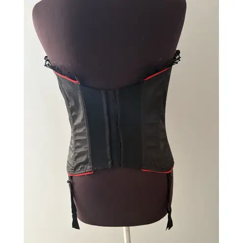 Frederick's of Hollywood Black Corset Top Size L Lace Up Burlesque Pirate Whimsy