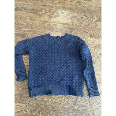 FRNCH Paris Navy Blue Chunky Knit Pullover Crewneck Sweater Size Small E08260.