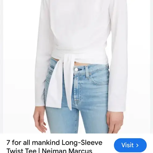 7 For All Mankind  White V-Neck Wrap Blouse