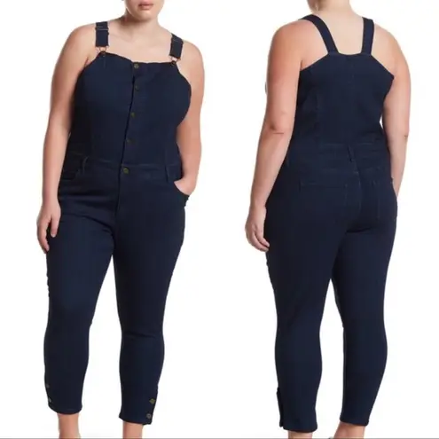 RACHEL Rachel Roy Curvy Crop Skinny Denim Overalls 14W Blue