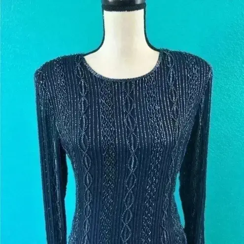 Brilliante by J.A. Dark navy blue beaded formal dress in size small