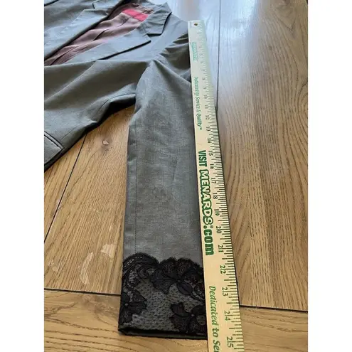 Rena Lange Red Suit Jacket Size 44 48 Made In Italy Embroidered Sleeve Career