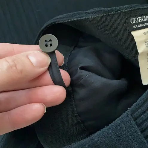 Giorgio Armani women’s navy ribbed pleated silk skirt luxury, size EU 40 US 4