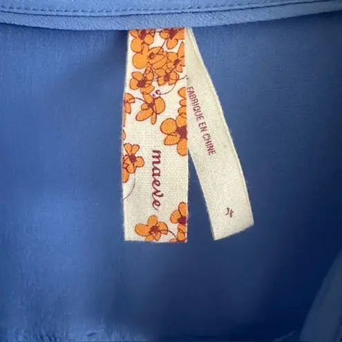 100% Silk Maeve By Anthropologie Button Down Cap Sleeve Blouse Size: 4 Blue