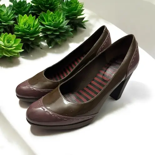CAMPER ARIADNA Patent Brown Leather Pumps Size 8 EU38 Purple