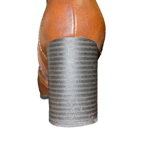 Natural Soul Heeled Boot Strap Buckle Accent Side Zip Brown Size 10M Comfort