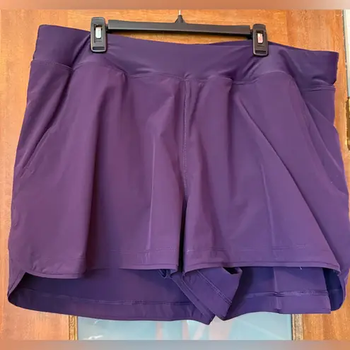 Lands’ End Women’s Plus Purple Swim Exercise Sport Skort Slant Pocket 22W