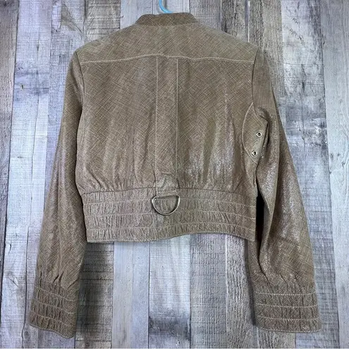 Abandon Size Medium Italian Shine Coated Leather In a Caramel Color w/Pockets Tan