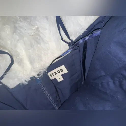 NWOT STAUD DENA drop waist Navy Blue Midi Dress sz 4