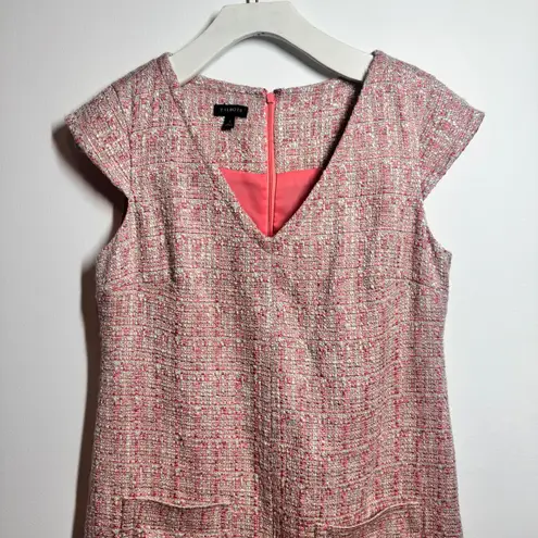 Talbots  Dress Women 4 Pink Boucle Tweed Cap Sleeve Preppy Business Clean Girl