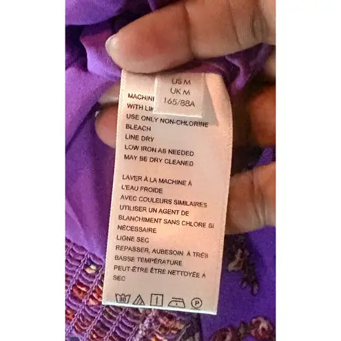 Urban Outfitters  Purple Floral Ruched Square Neck Long Sleeve Crop Top M