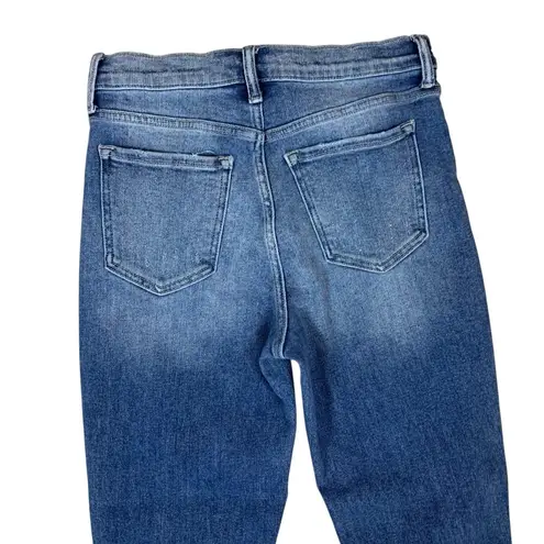 Willow Root Distressed Ripped Mom Jeans High Rise Frayed Hem Denim Blue 28