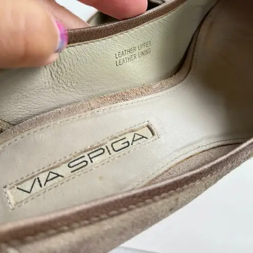 VIA SPIGA TAUPE SUEDE LEATHER HEELS PUMP WOMENS SIZE 6M WORK Tan