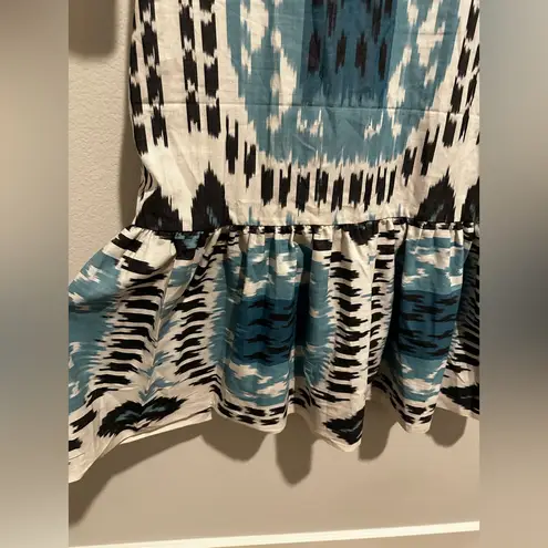 Pax Philomena Bellagio Cotton IKat Mermaid Dress Blue Size XL