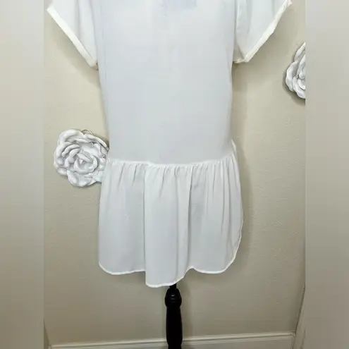 Rewind NTM: Cream Lace Front Sheer Tunic Blouse Size Extra Large