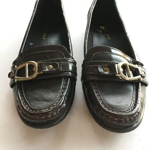 Etienne Aigner Sven Loafers Shoes Horsebit Logo Dark Brown Leather Women…
