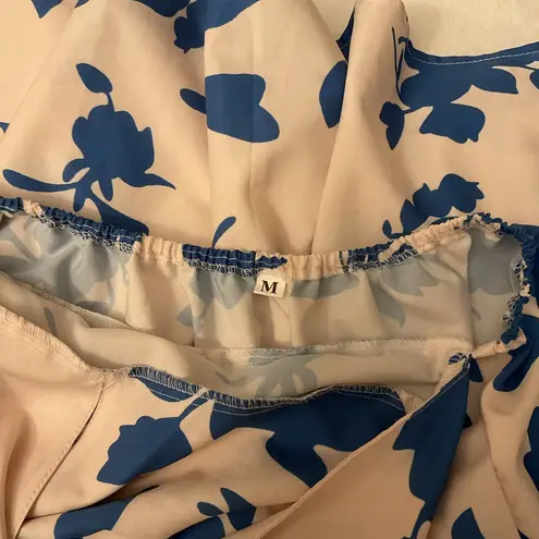 NWT Midi White and Blue Print Tie Back Cami Dress Size M