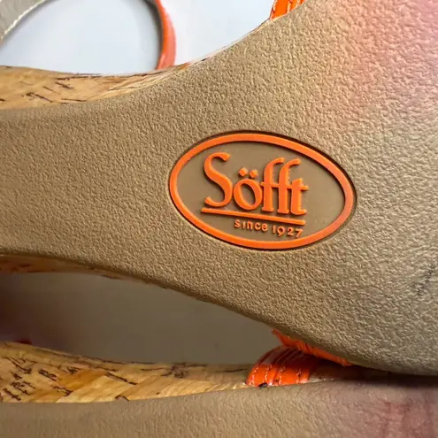 Sofft Valeda Patent Orange Patent & Cork Strappy Platform High Heel Sandals 8.5