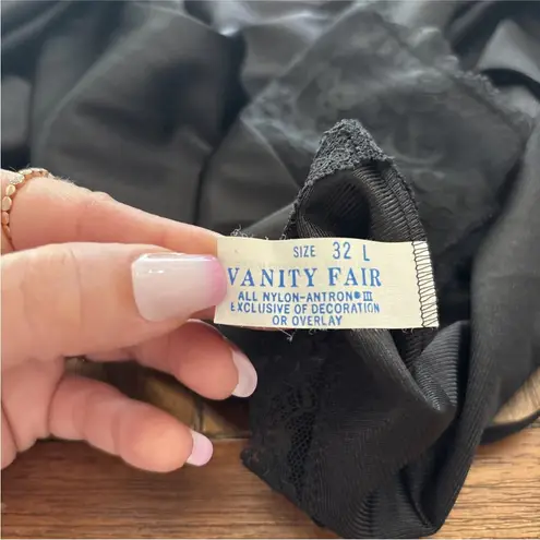 Vanity Fair Vintage Full Slip Dress Size 32L Black Nylon Lace Trim Lingerie USA - Image 8