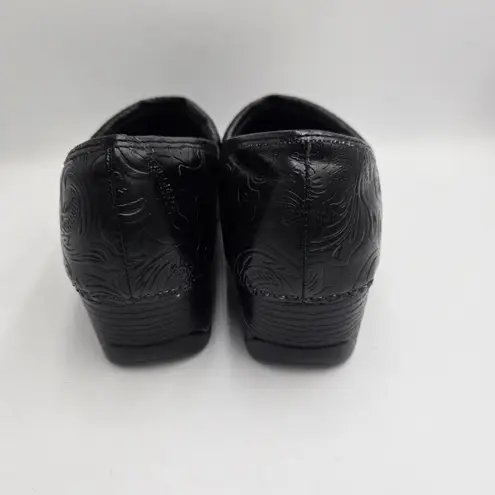 G.H. Bass & Co Melinda Black Floral Embossed Clog Slip On Shoes Women 8M Comfort Size 8